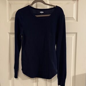 Old Navy Navy Long-Sleeve Waffle Thermal Top